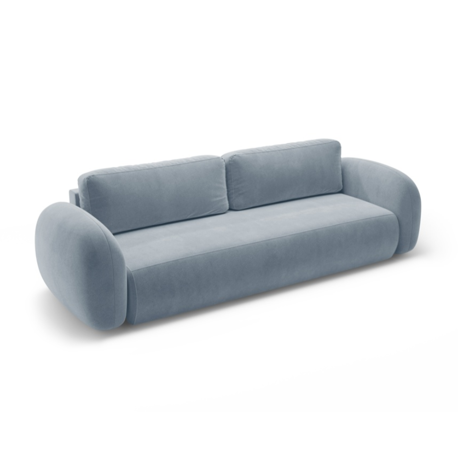 Sofa aksamitna z funkcją spania 3-osobowa TONALE błękitny