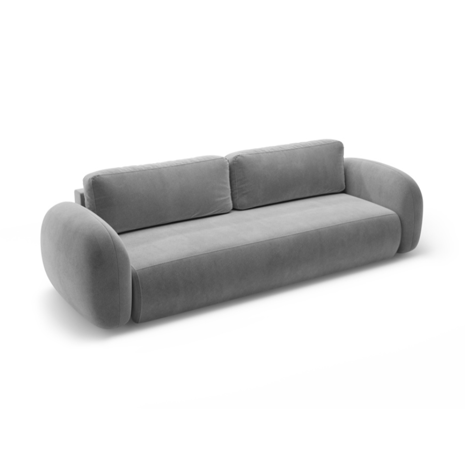 Sofa aksamitna z funkcją spania 3-osobowa TONALE ciemnoszary