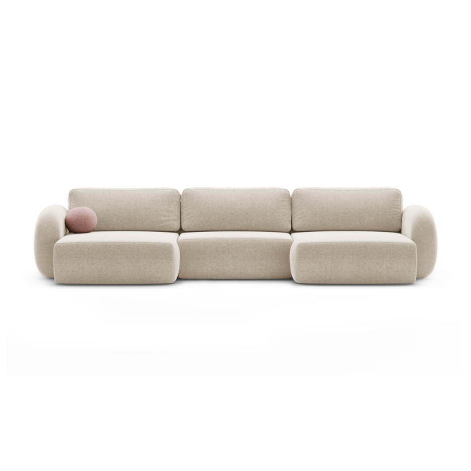 Sofa panoramiczna z funkcją spania 5-osobowa TONALE piaskowy
