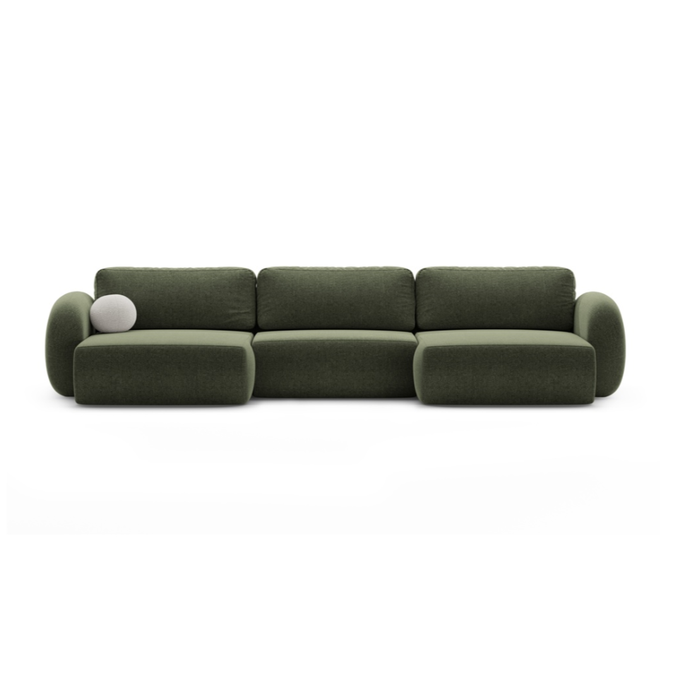 Sofa panoramiczna z funkcją spania 5-osobowa TONALE zielony