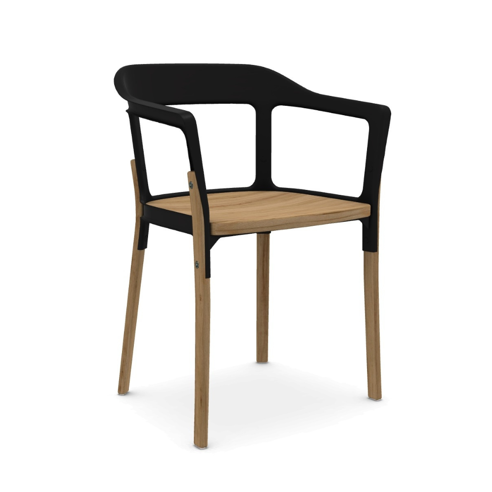 STEELWOOD chair, oak wood with a black backrest