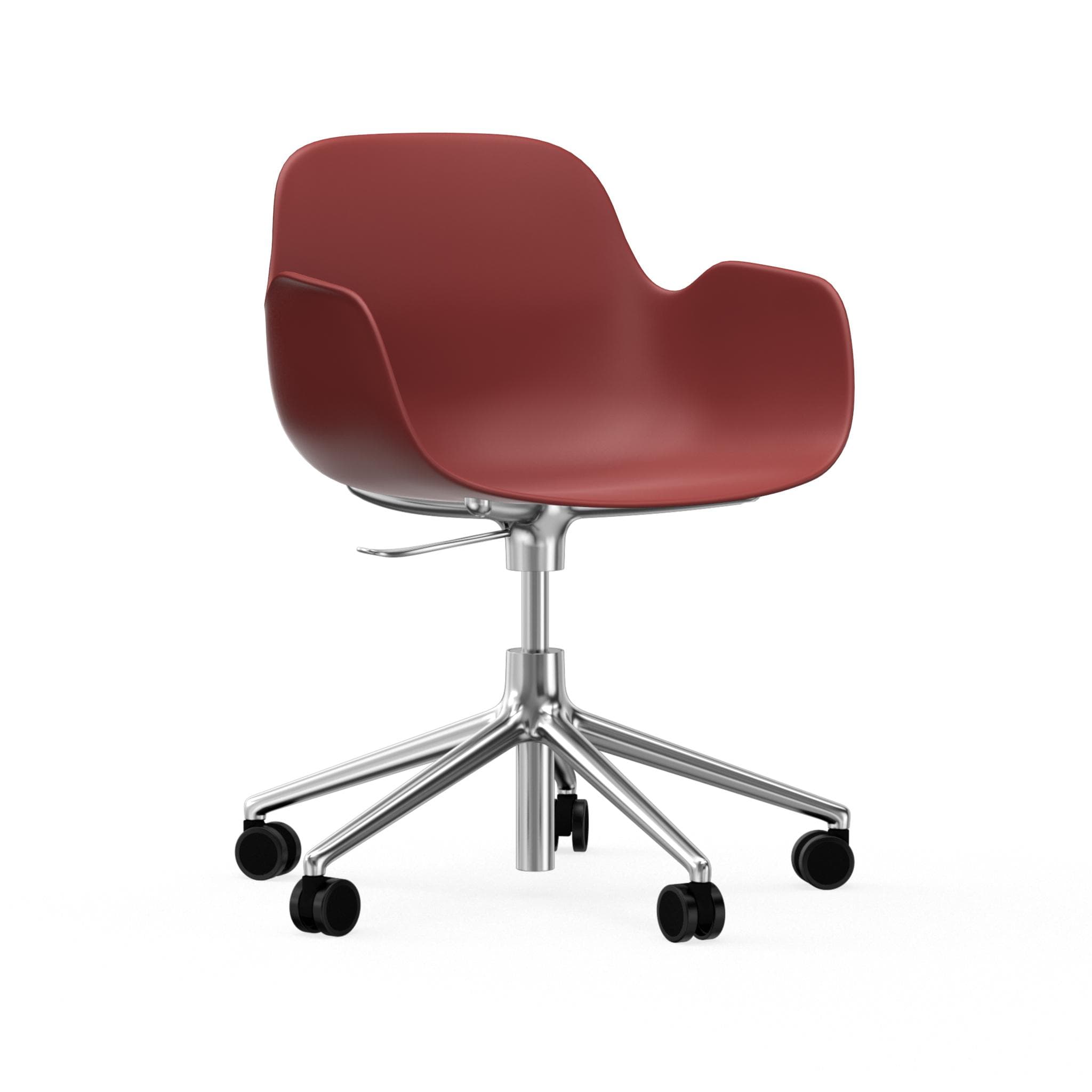 Bürostuhl mit Armlehnen mit einstellbaren 5W -Burgundformen mit einer Aluminiumbasis