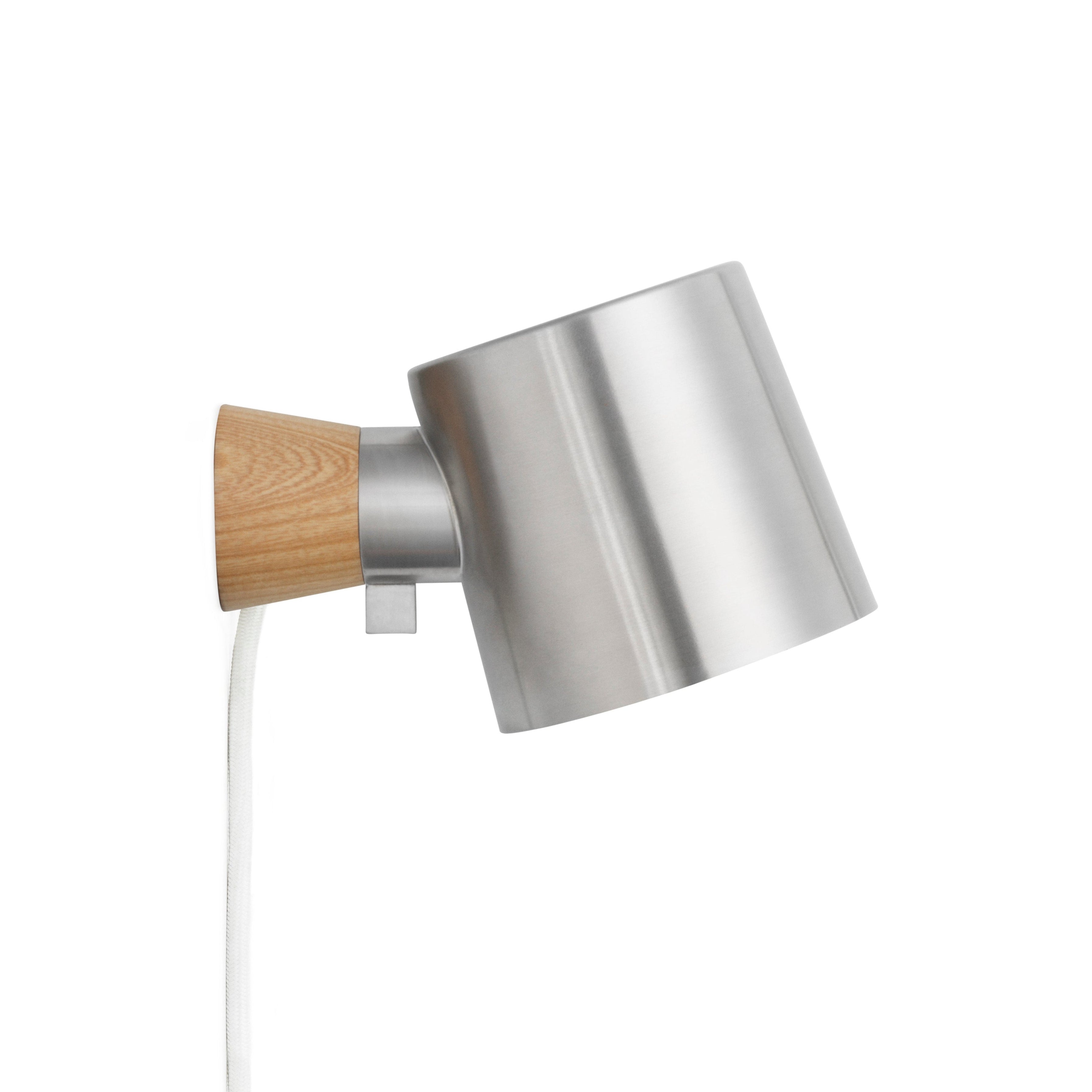 Wandlampe RISE aus Edelstahl mit Holz, verstellbar
