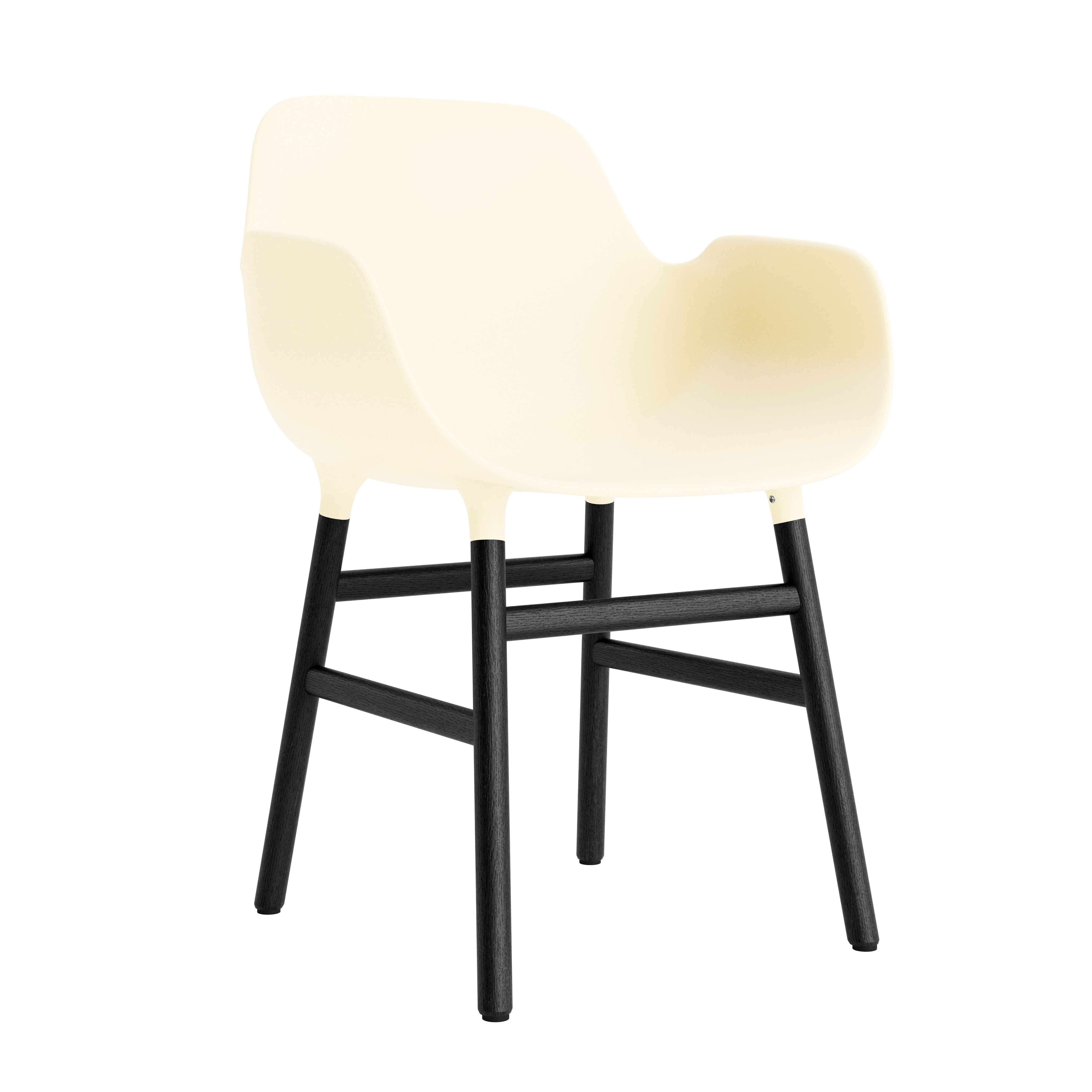 Chair with armrests of a cream forms with a black oak base