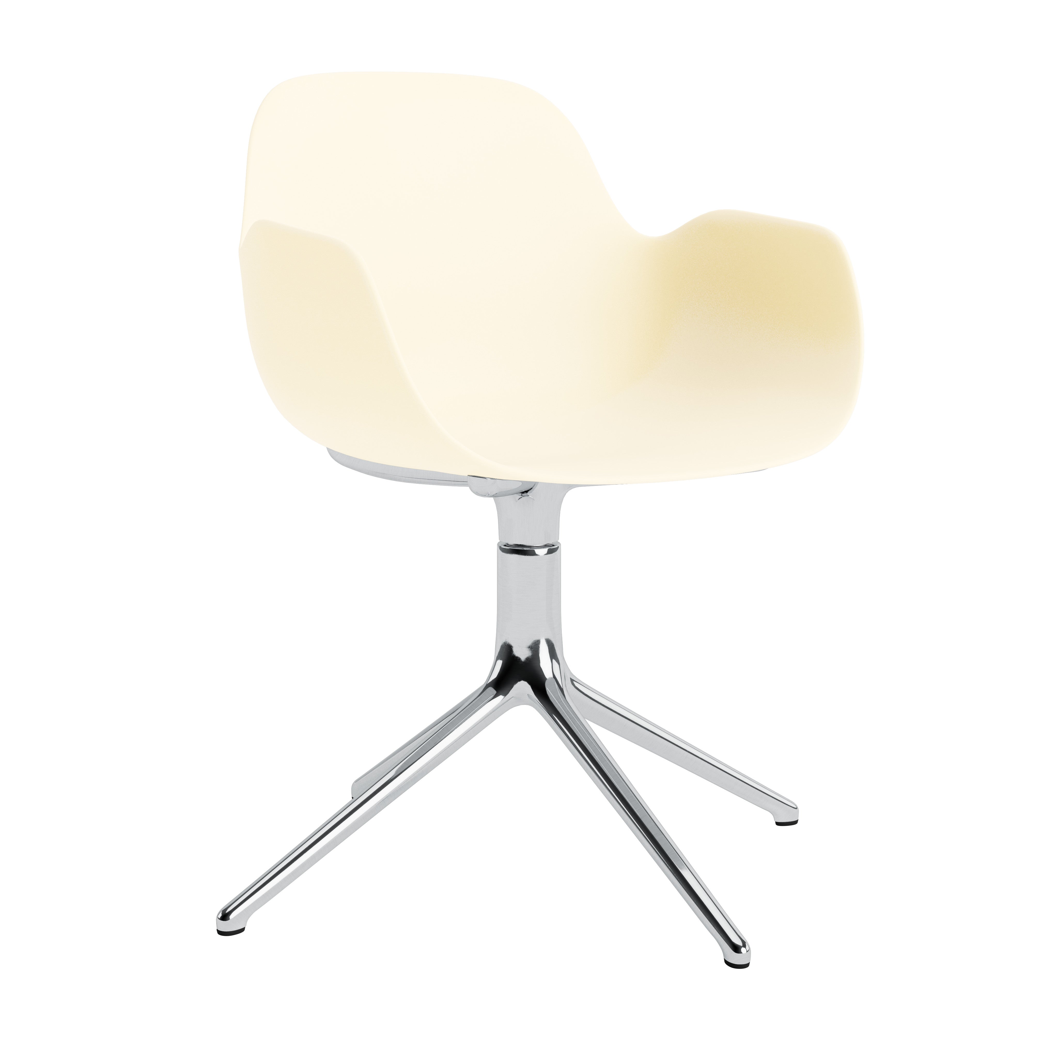 Bürostuhl mit 4L -Creme -Armlehnen mit einer Aluminiumbasis