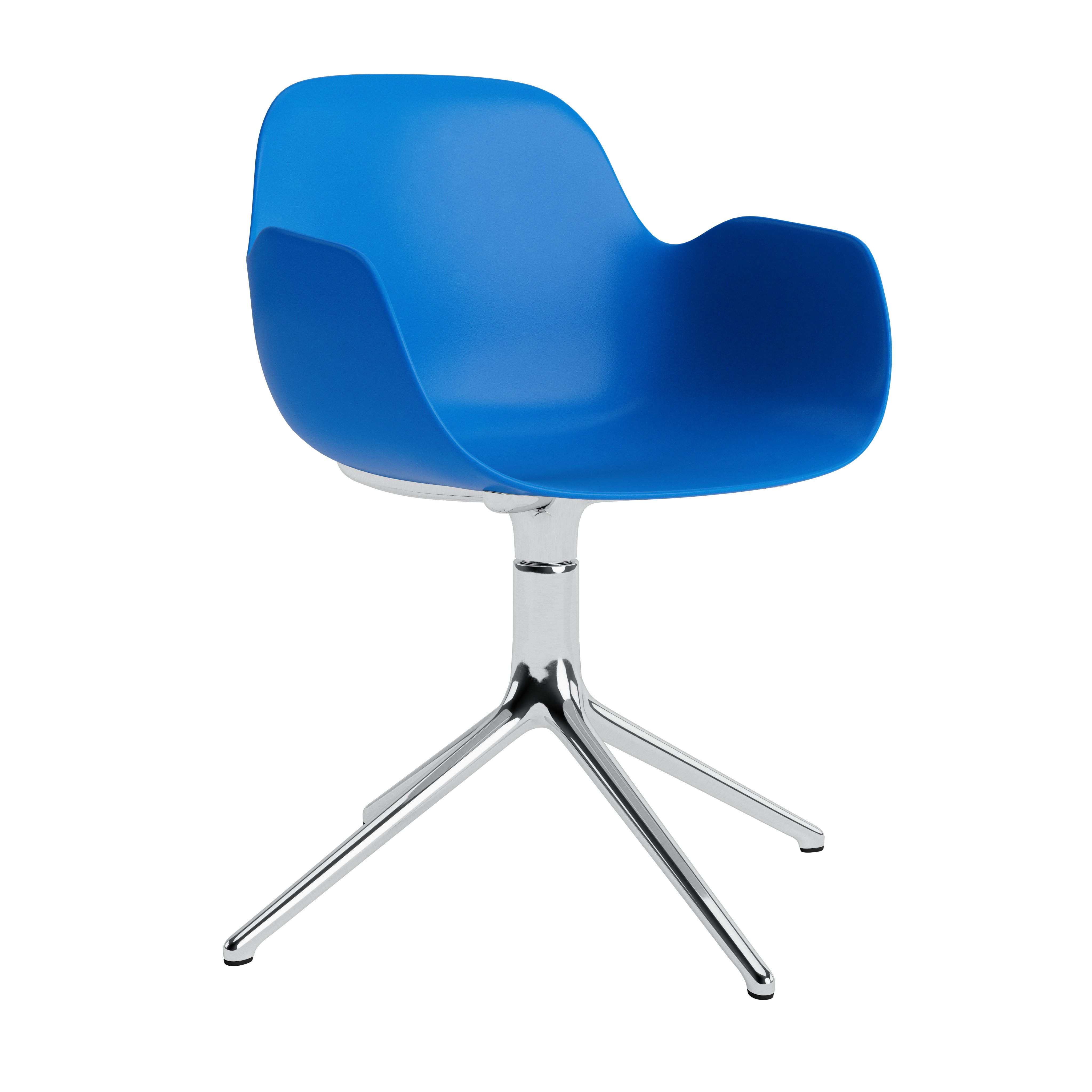 Bürostuhl mit 4L -blauen Armlehnen mit einer Aluminiumbasis