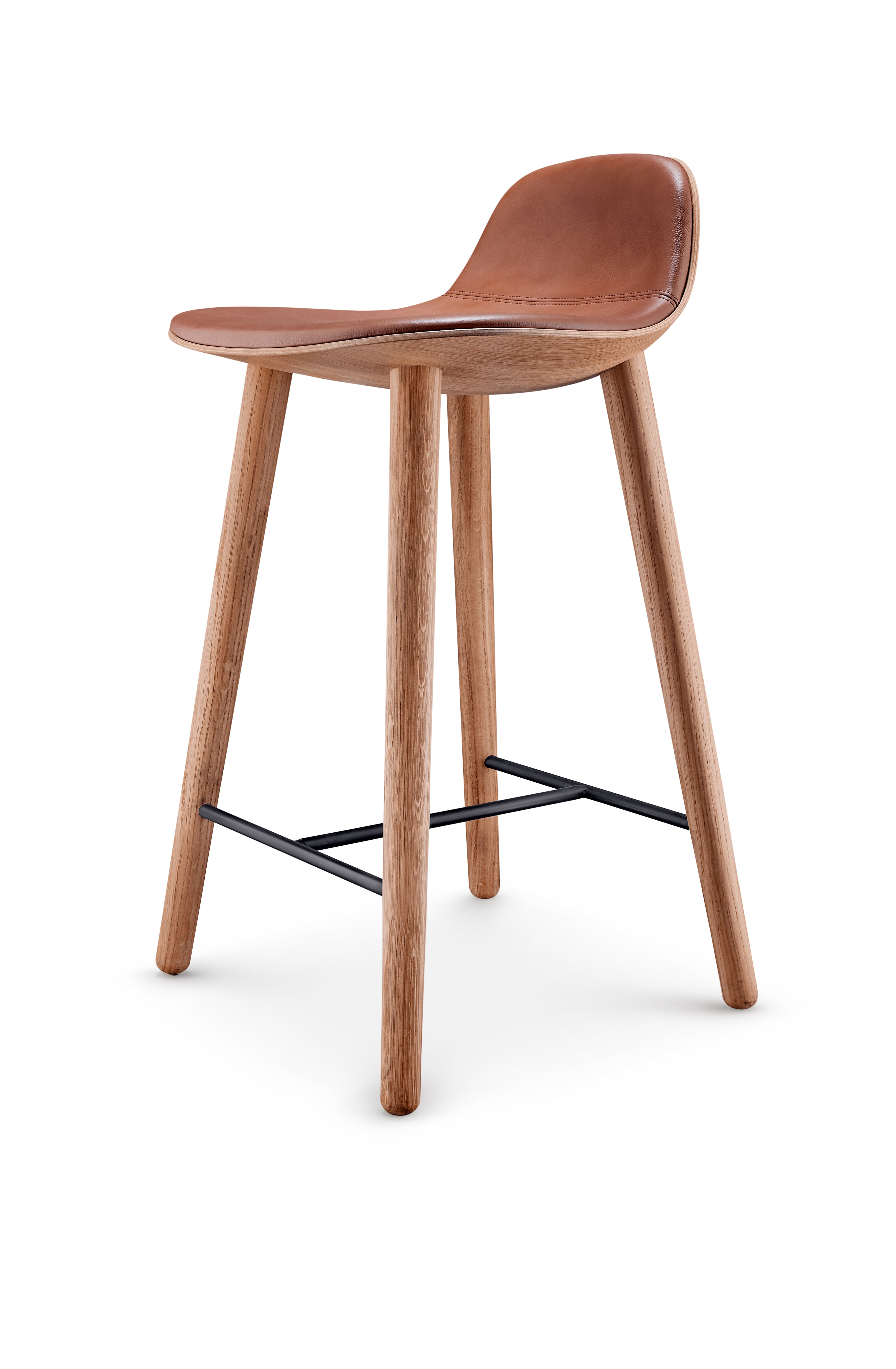 Hocker YUUGA braun mit Holzfuß