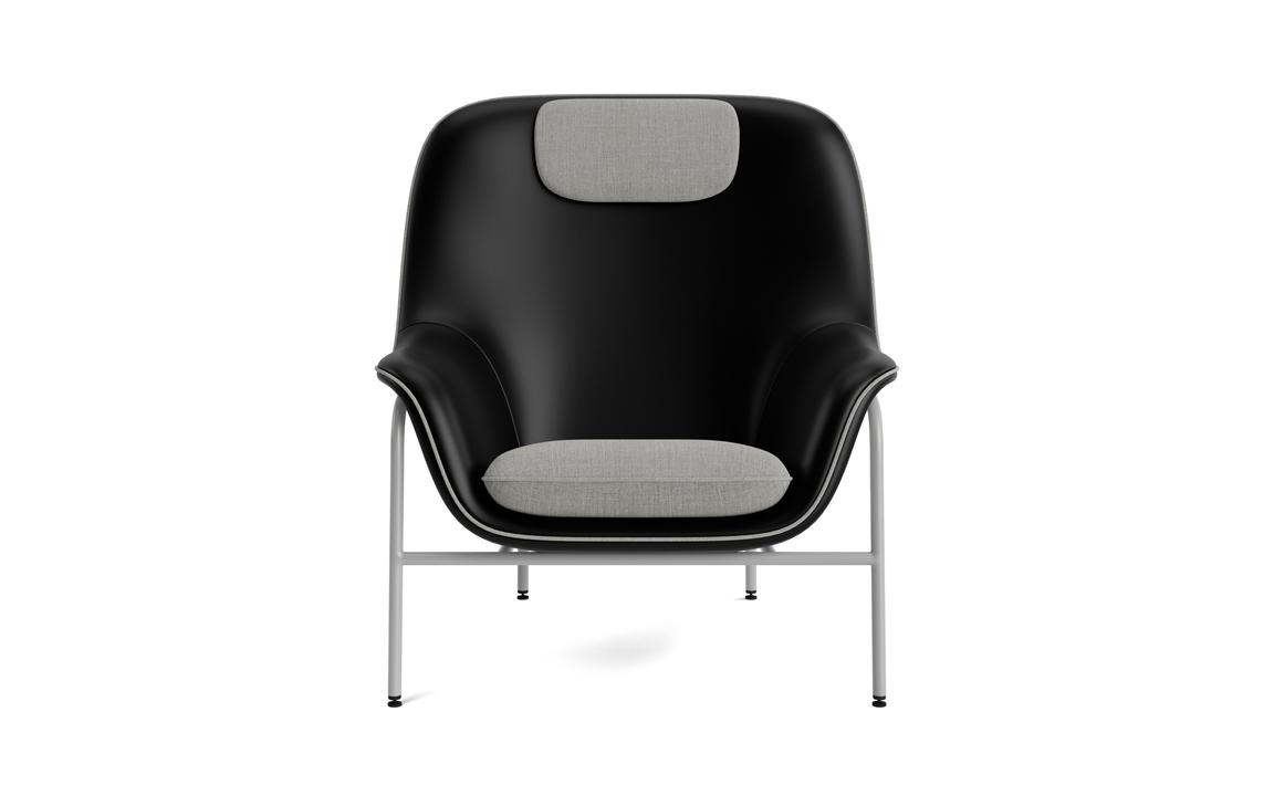 Fotel DRAPE HIGH W. HEADREST z szarą metalową podstawą