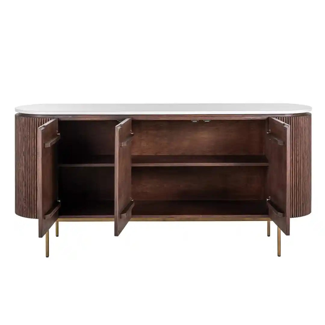 BARKLEY chest of drawers brown with a gold base