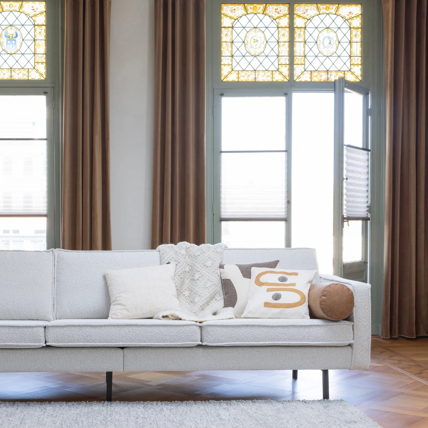 Sofa 3-osobowa RODEO kremowy bouclé