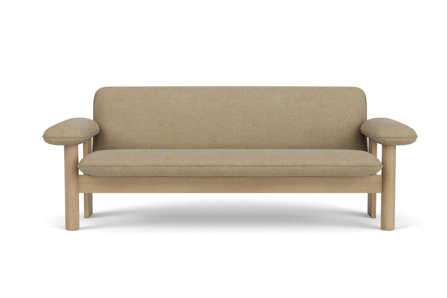 Sofa BRASILIA beżowy z dębową podstawą