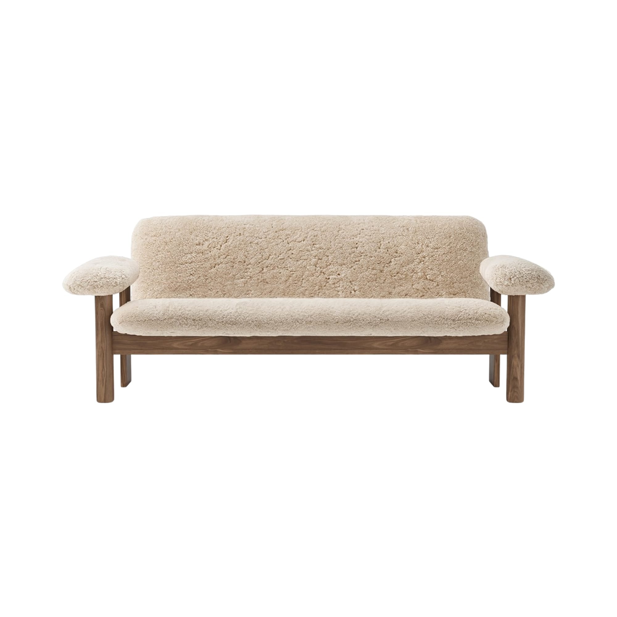 Sofa BRASILIA skóra owcza z orzechową podstawą