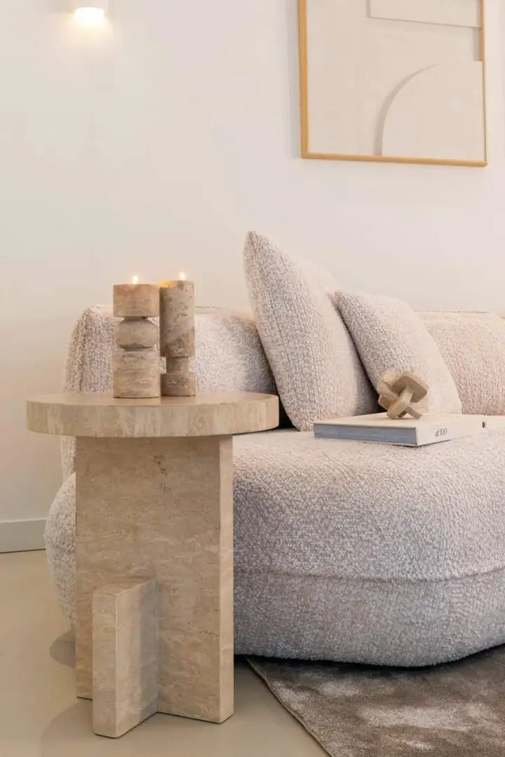 BILTMORE Beige Travertine Side Table