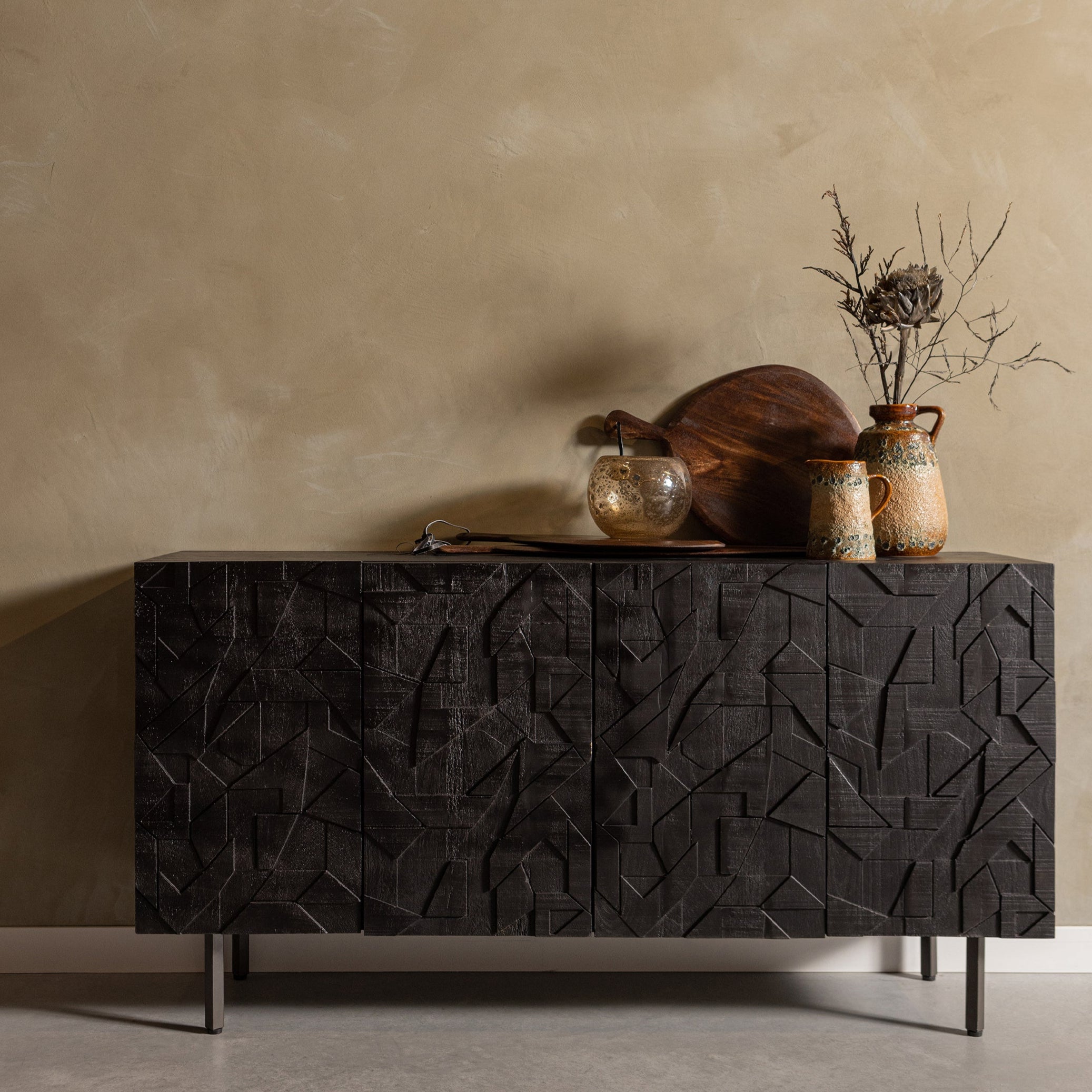 Komoda COUNTER czarne drewno mango