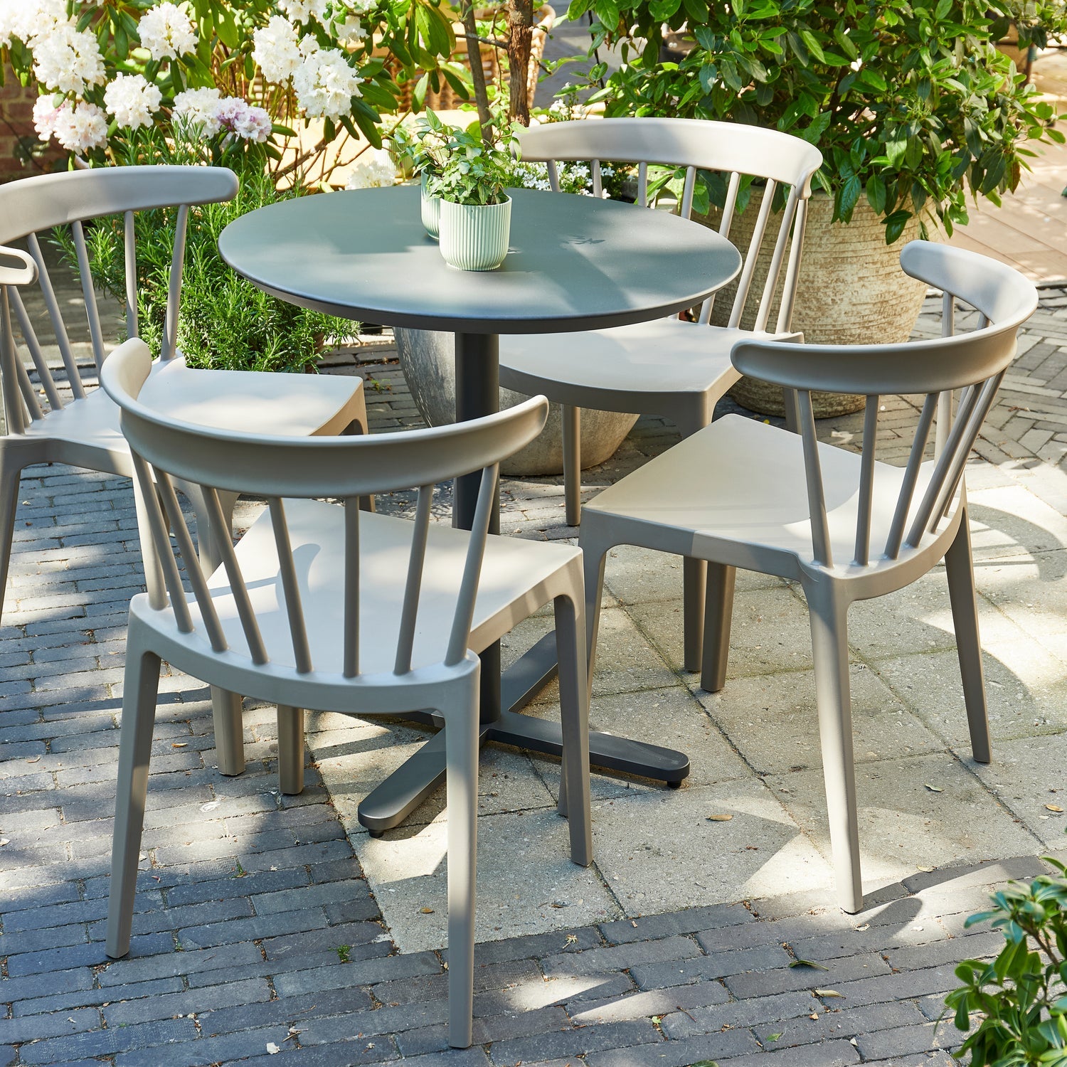 Garden chair is beige