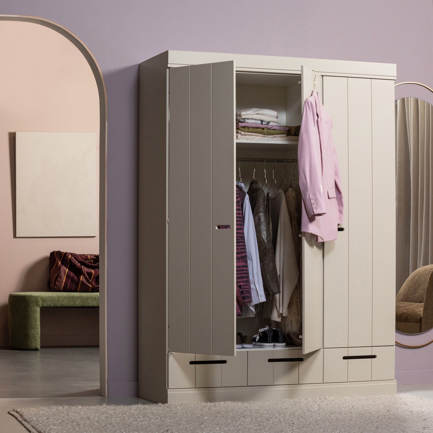 3-türiger CONNECT Schrank sandfarben