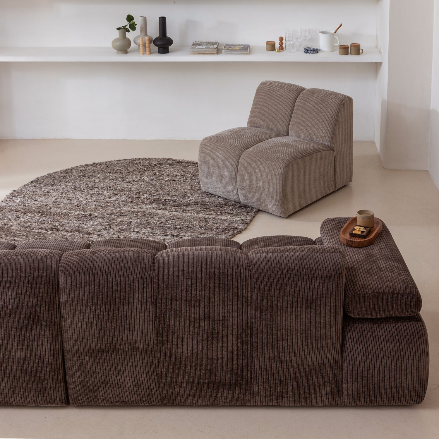 Sofa modułowa MOJO - element 1-osobowy ciemny piaskowy sztruks