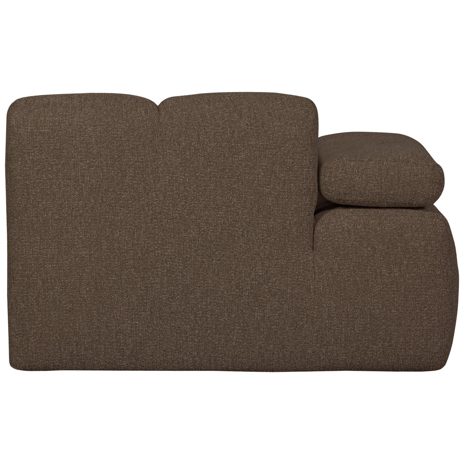 Modulares Sofa MOJO - linkes Element in dunkelbraunem Bouclé
