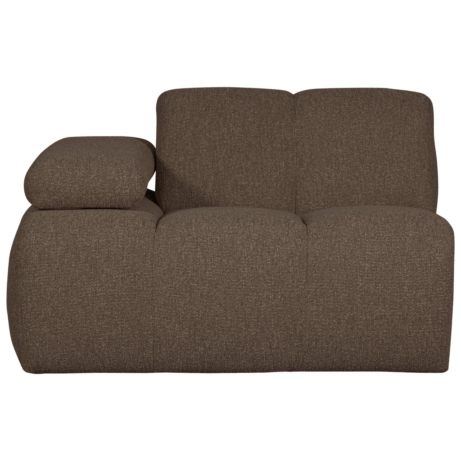 Modulares Sofa MOJO - linkes Element in dunkelbraunem Bouclé