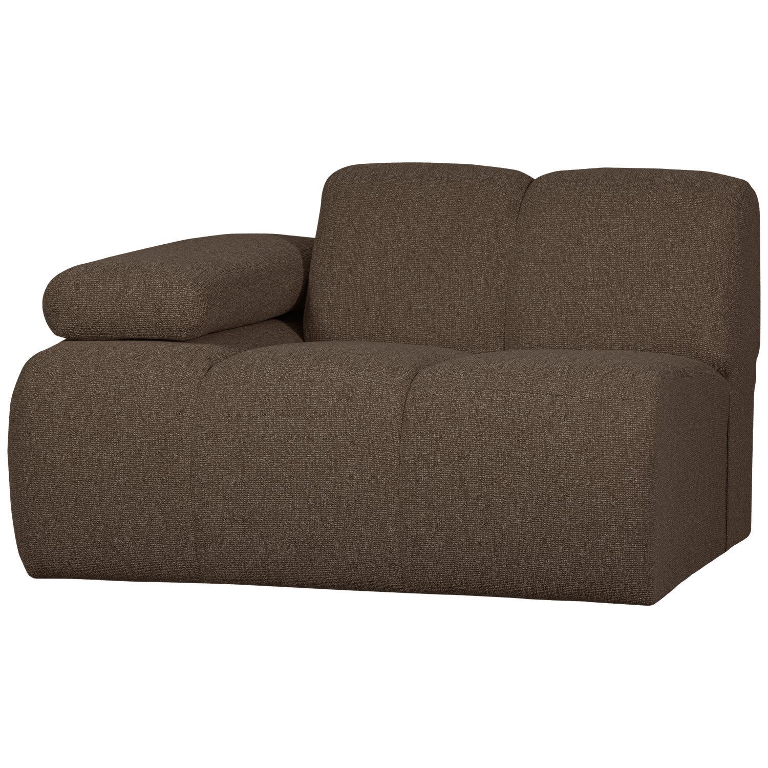 Modulares Sofa MOJO - linkes Element in dunkelbraunem Bouclé