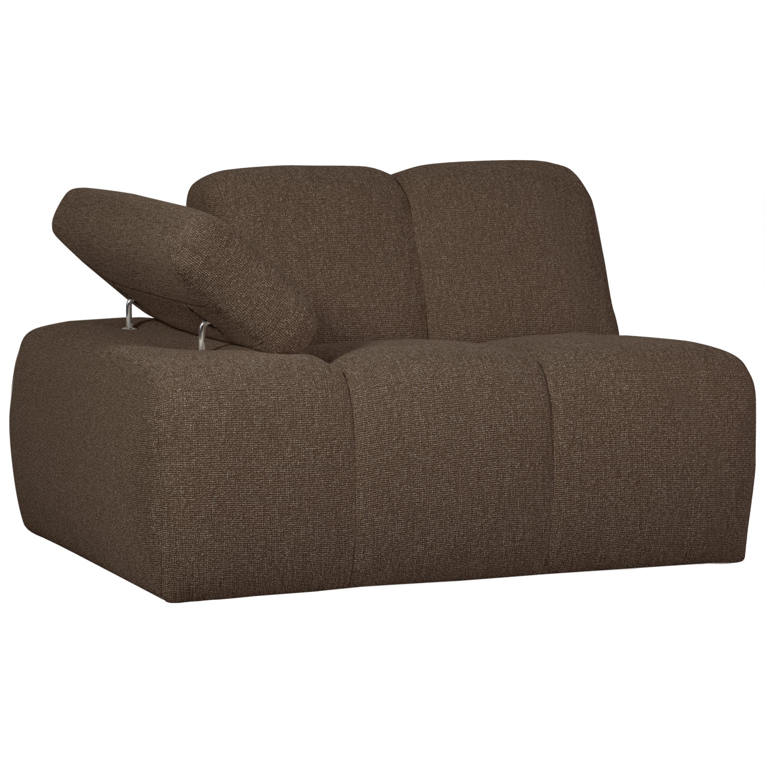 Modulares Sofa MOJO - linkes Element in dunkelbraunem Bouclé