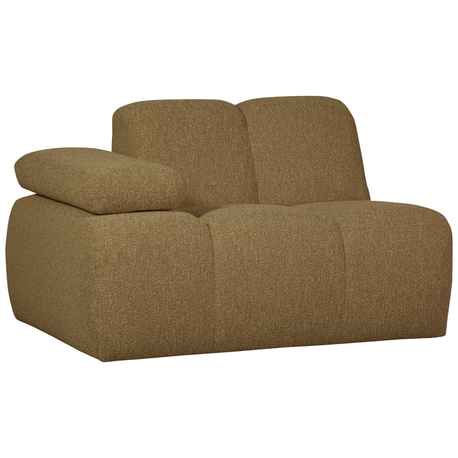 Modulares Sofa MOJO - linkes Element in dunklem Honig-Bouclé