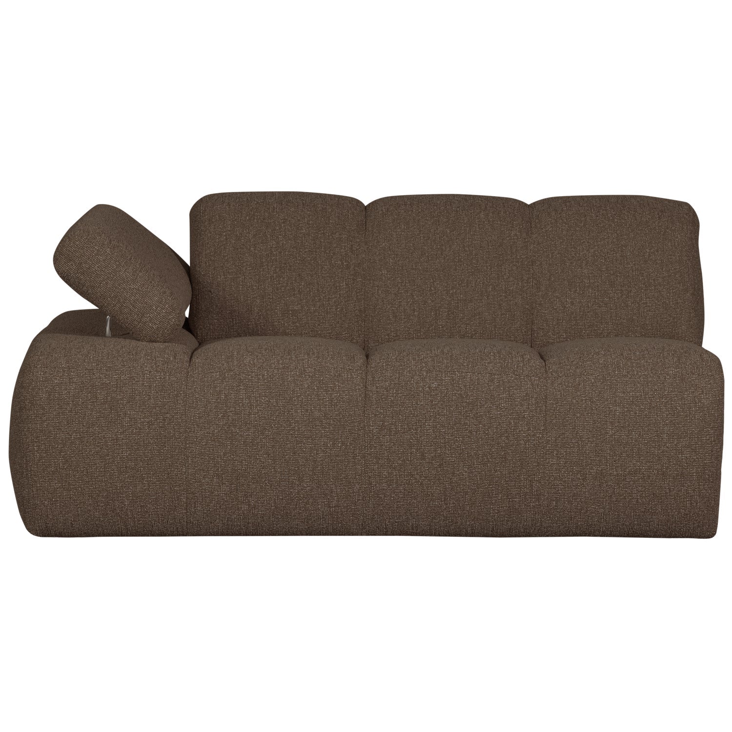 Modulares Sofa MOJO - 1,5-sitziges Element linksseitig in dunkelbraunem Bouclé