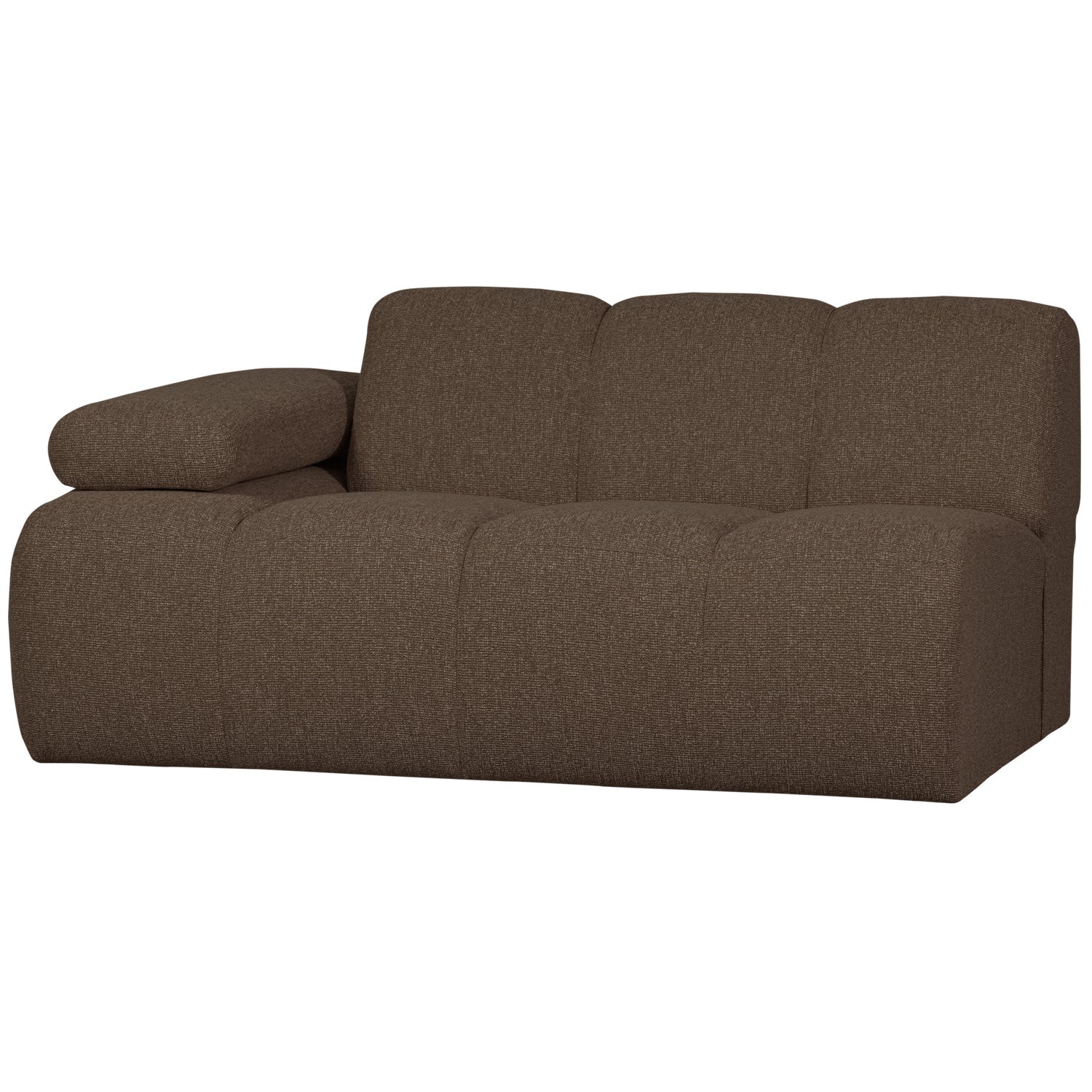 Modulares Sofa MOJO - 1,5-sitziges Element linksseitig in dunkelbraunem Bouclé