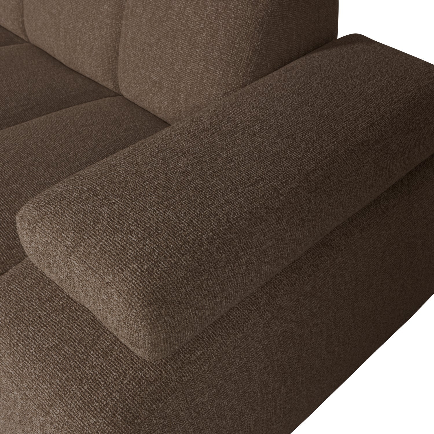 Modulares Sofa MOJO - 1,5-sitziges Element rechtsseitig in dunkelbraunem Bouclé