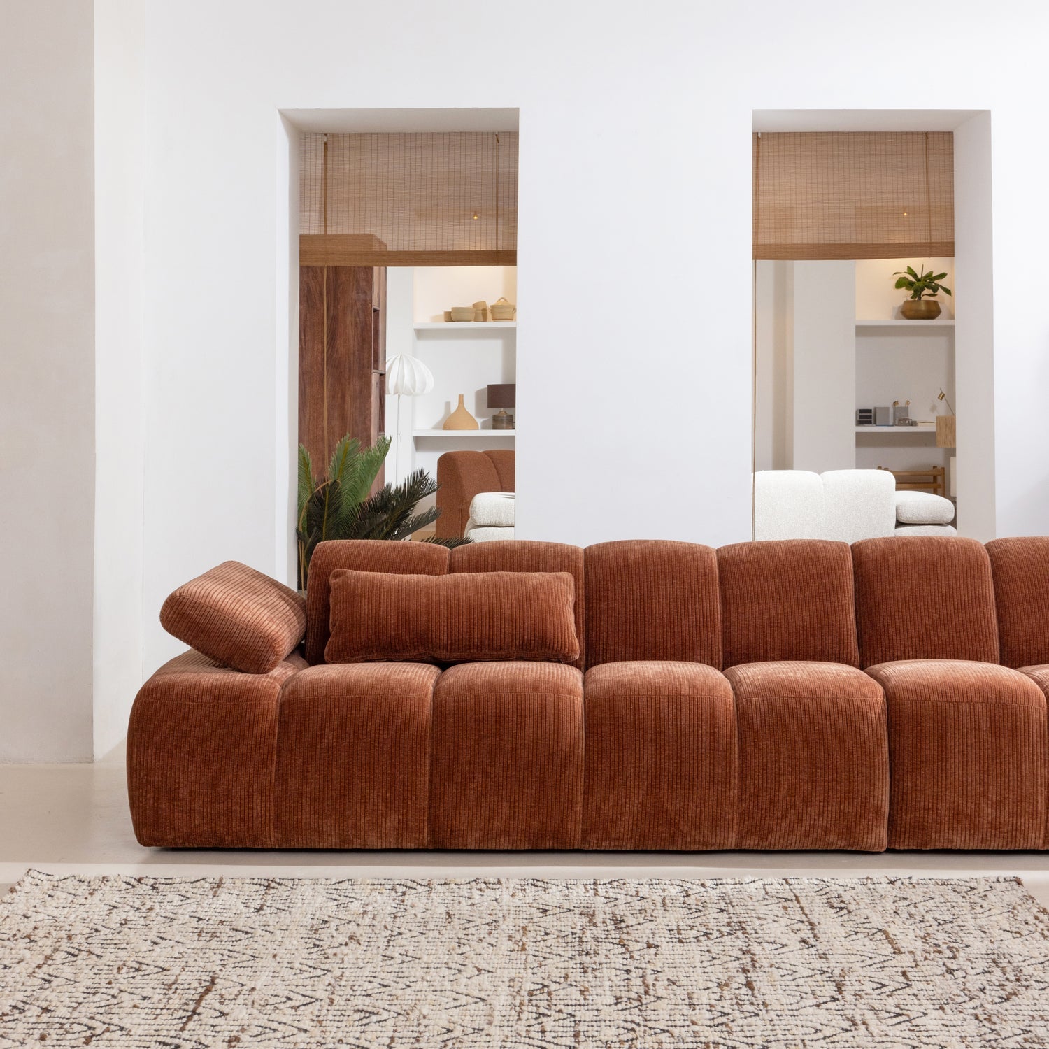 Sofa modułowa MOJO - element 2-osobowy lewostronny brązowy sztruks