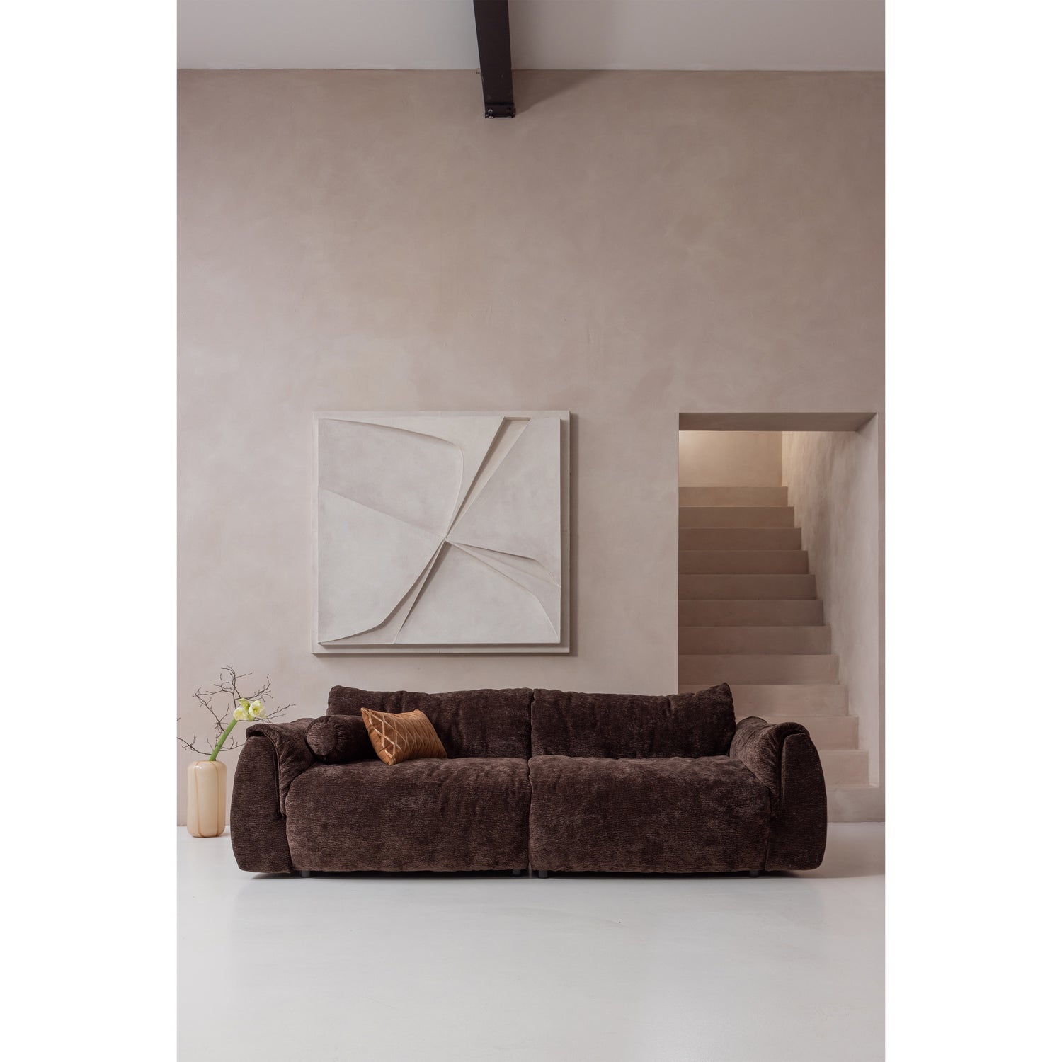 Sofa modułowa BAGGY 3D - element lewostronny ciemnobrązowy