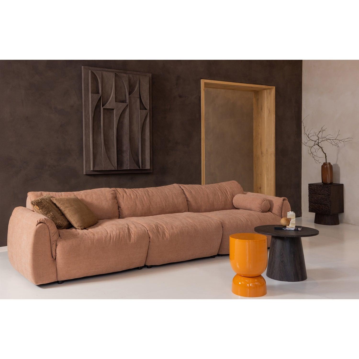 Sofa modułowa BAGGY - element prawostronny różowy