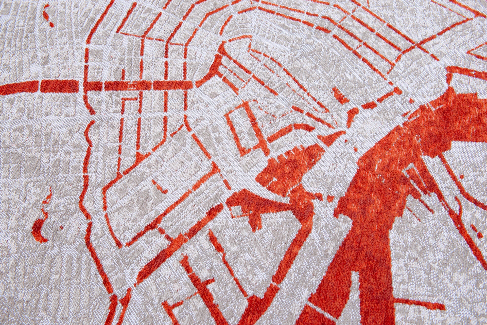 Dywan okrągły CITIES AMSTERDAM ORANGE CUT czerwony