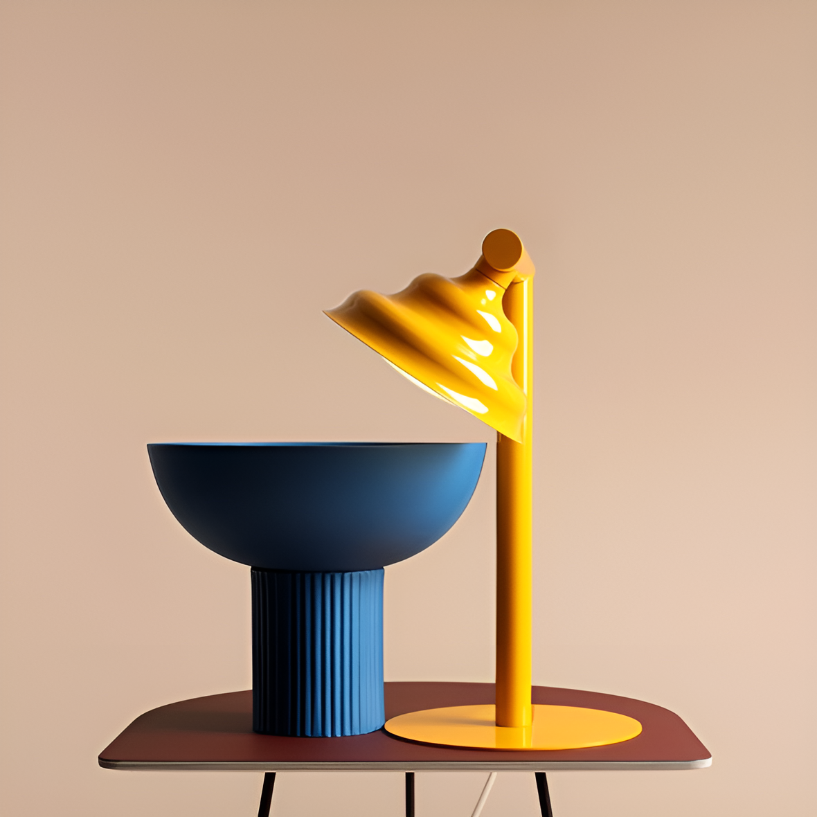 Yellow wave desk lamp