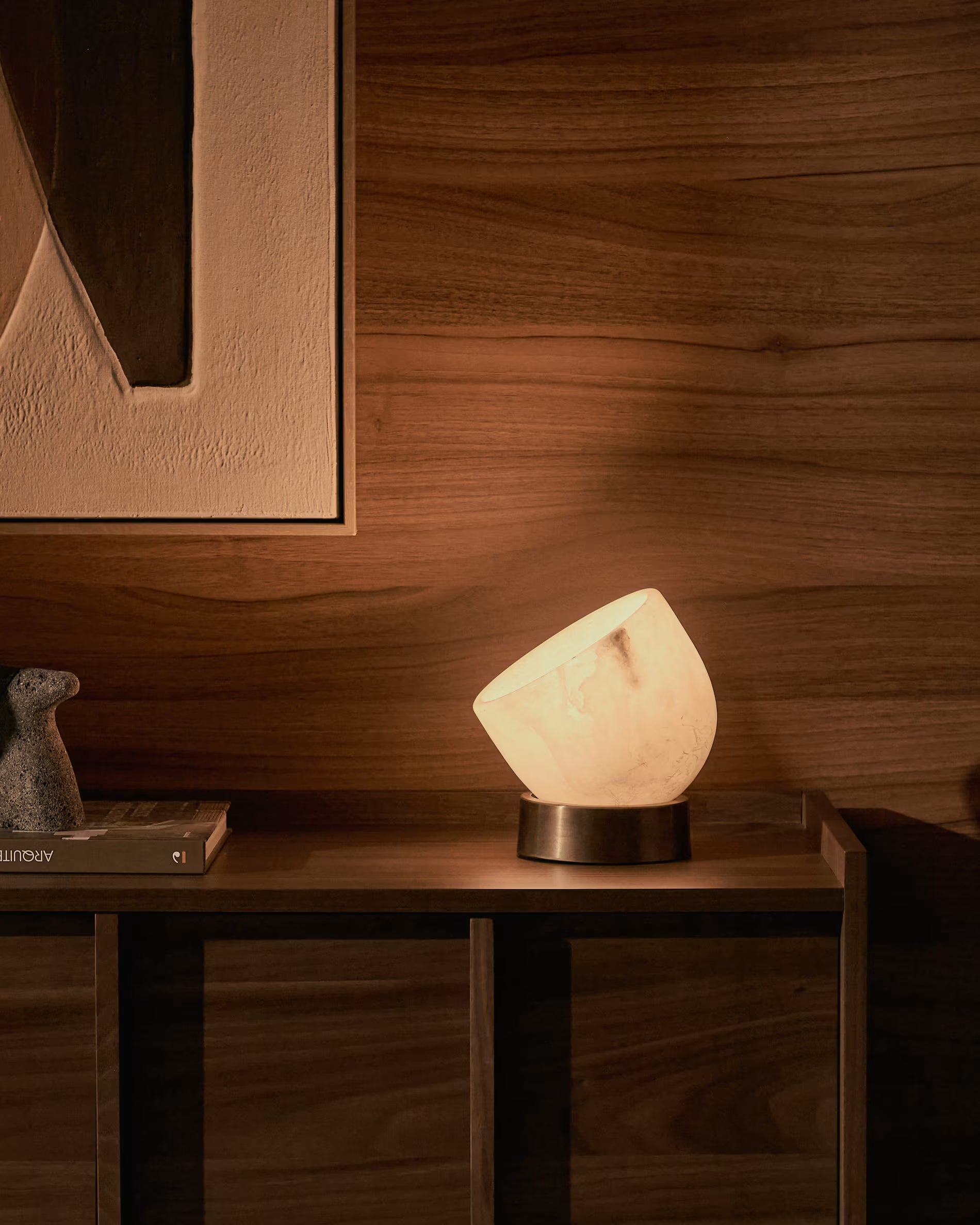 Lampa stołowa SHENLI alabaster i mosiądz