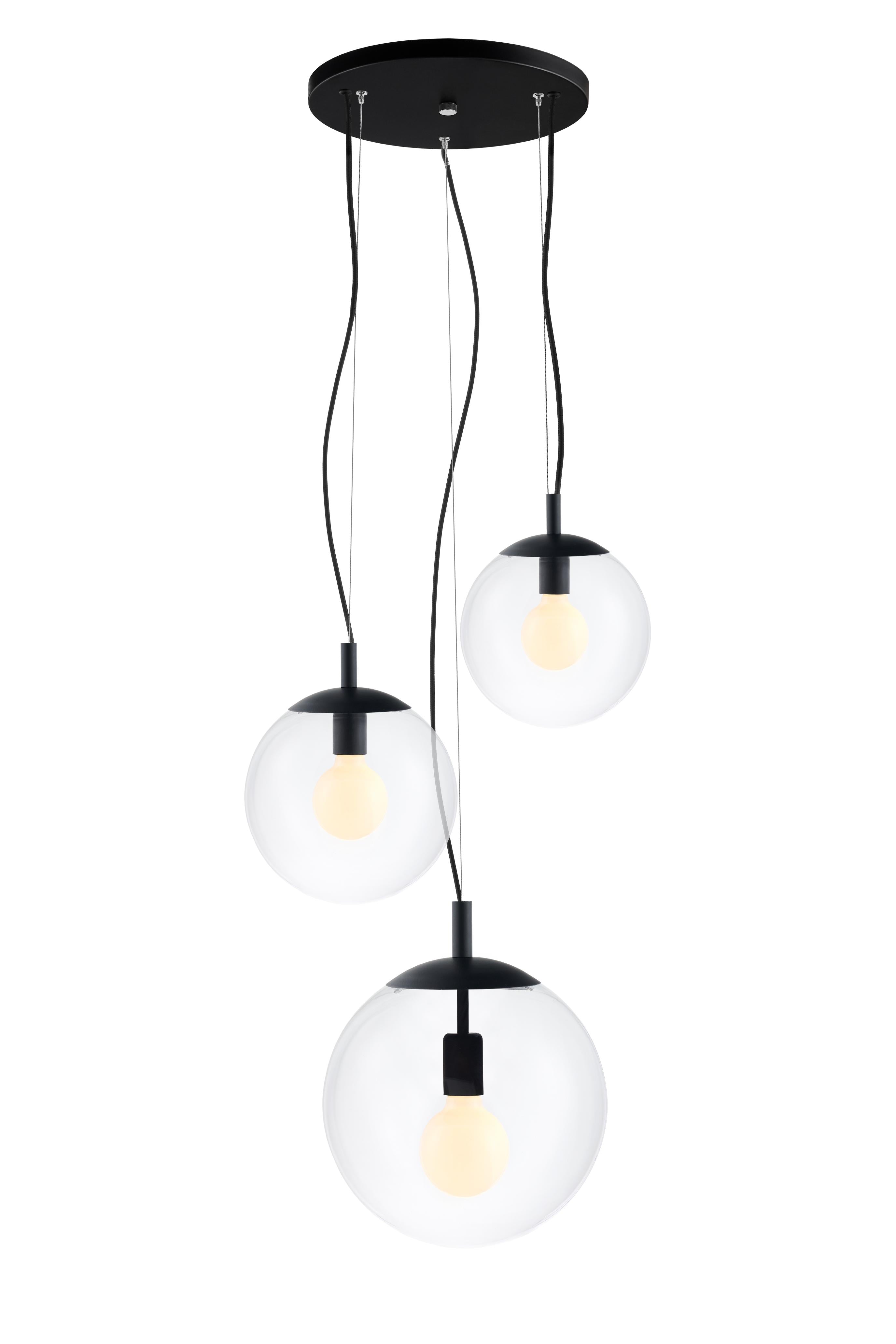 Deckenlampe ALUR 2 transparentes Glas mit schwarzer Oberfläche
