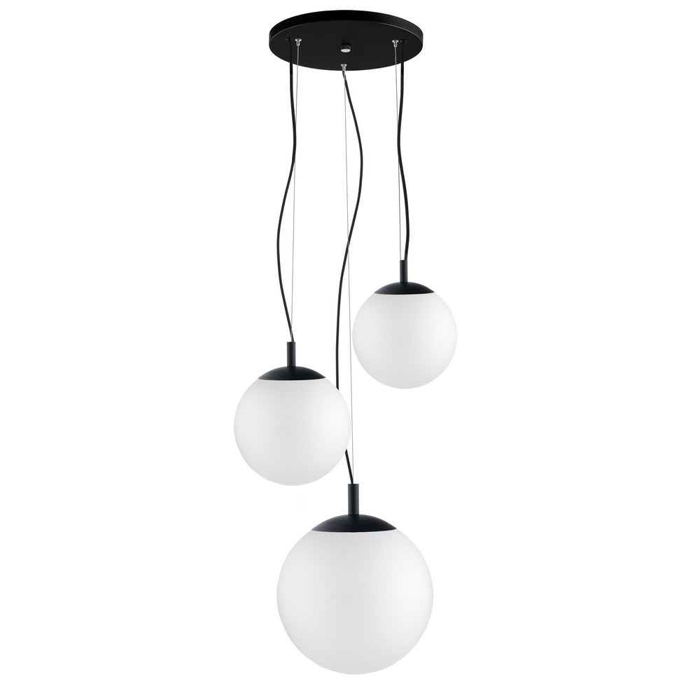 Deckenlampe ALUR 2 milchiges Glas mit schwarzem Finish