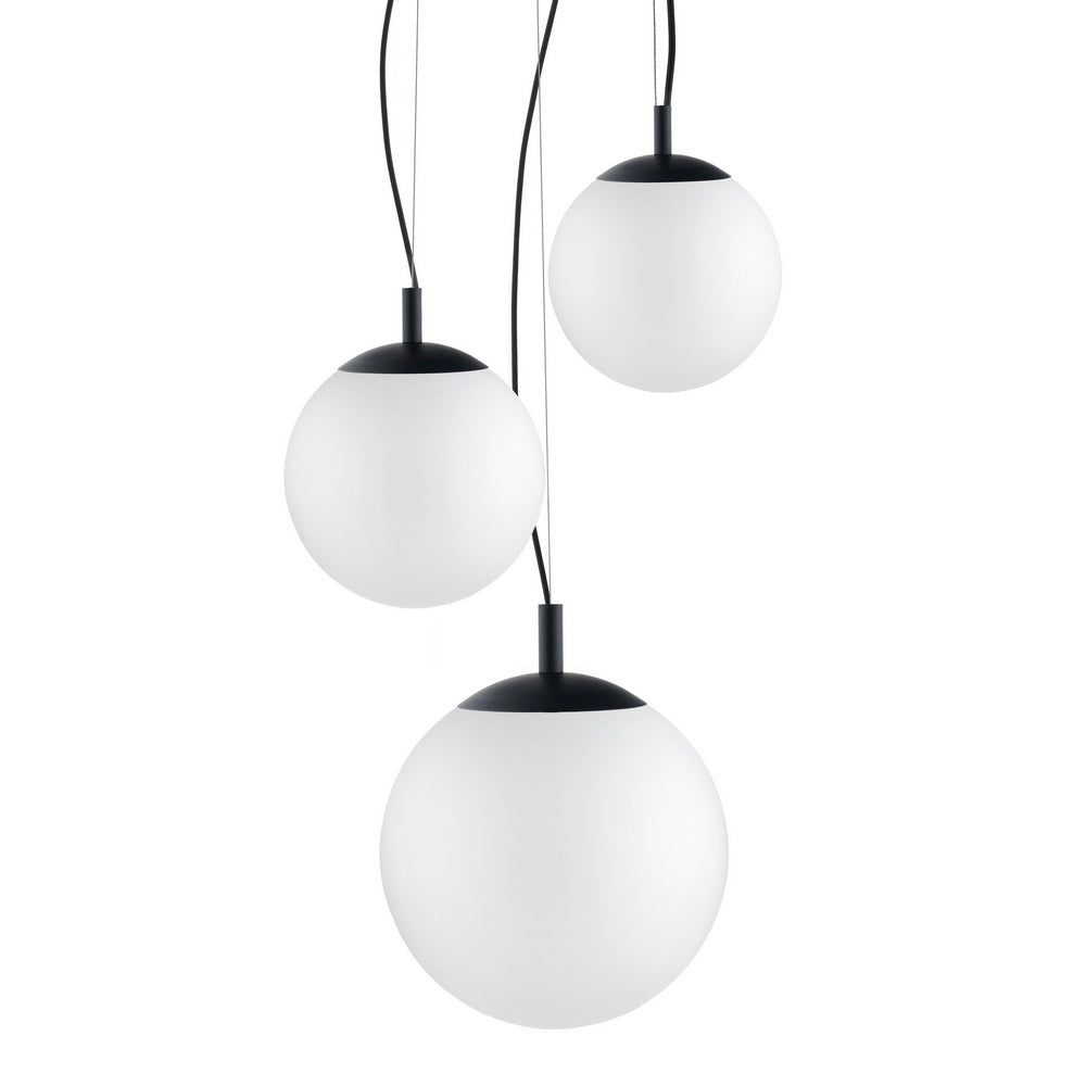 Deckenlampe ALUR 2 milchiges Glas mit schwarzem Finish