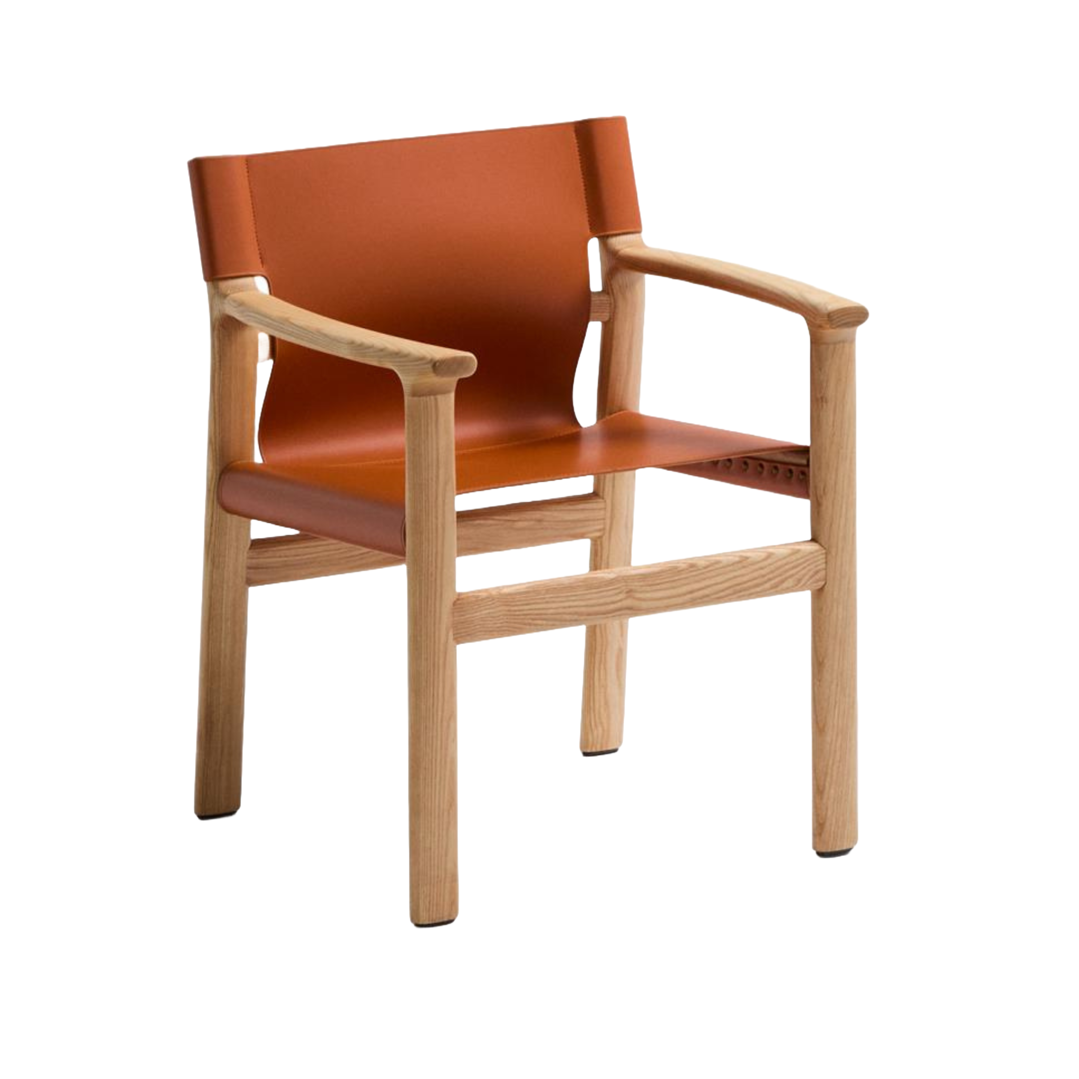 JAN chair in light brown recycled leather with ash wood