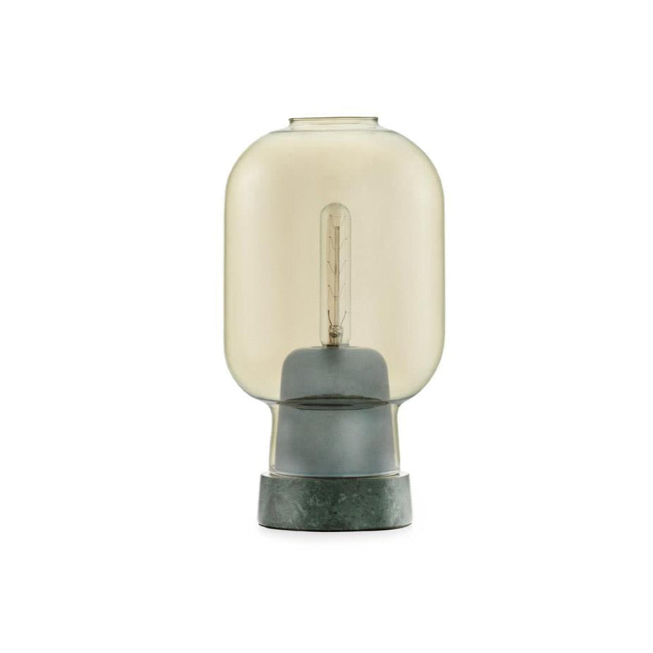 Lampa stołowa AMP żółte szkło z zielonym marmurem