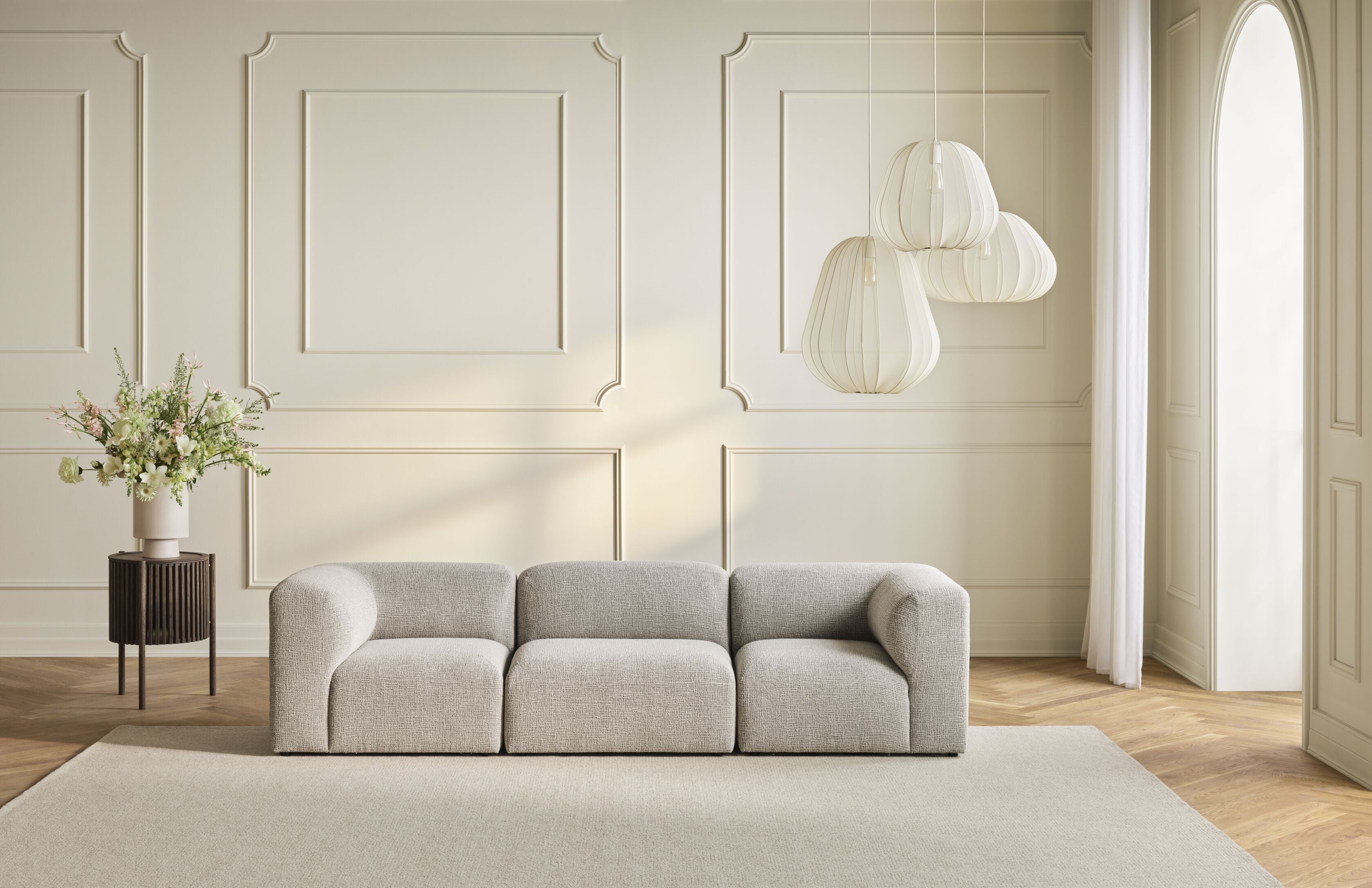 Sofa 2-modułowa z wycięciem ANGLE tapicerowany