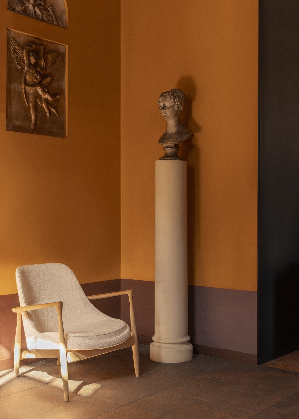 Sessel ELIZABETH beige mit Eichenbasis