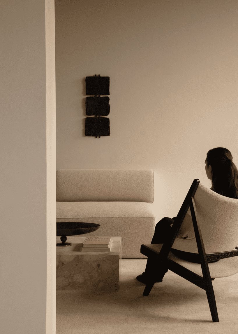 Sofa modułowa EAVE - moduł narożny prawostronny kremowy