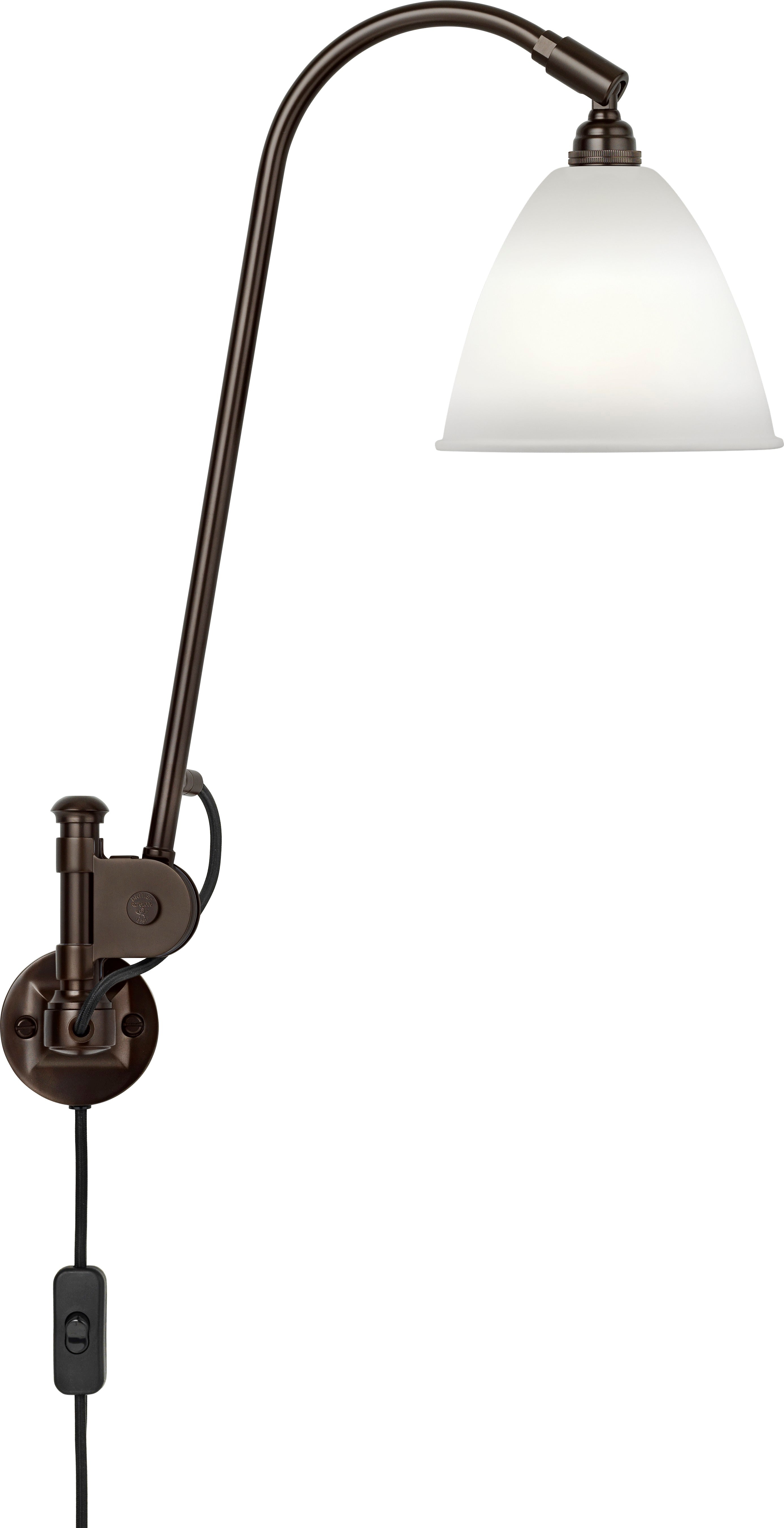 Lampa ścienna z wysięgnikiem regulowana BESTLITE BL5 czarny z porcelanowym kloszem