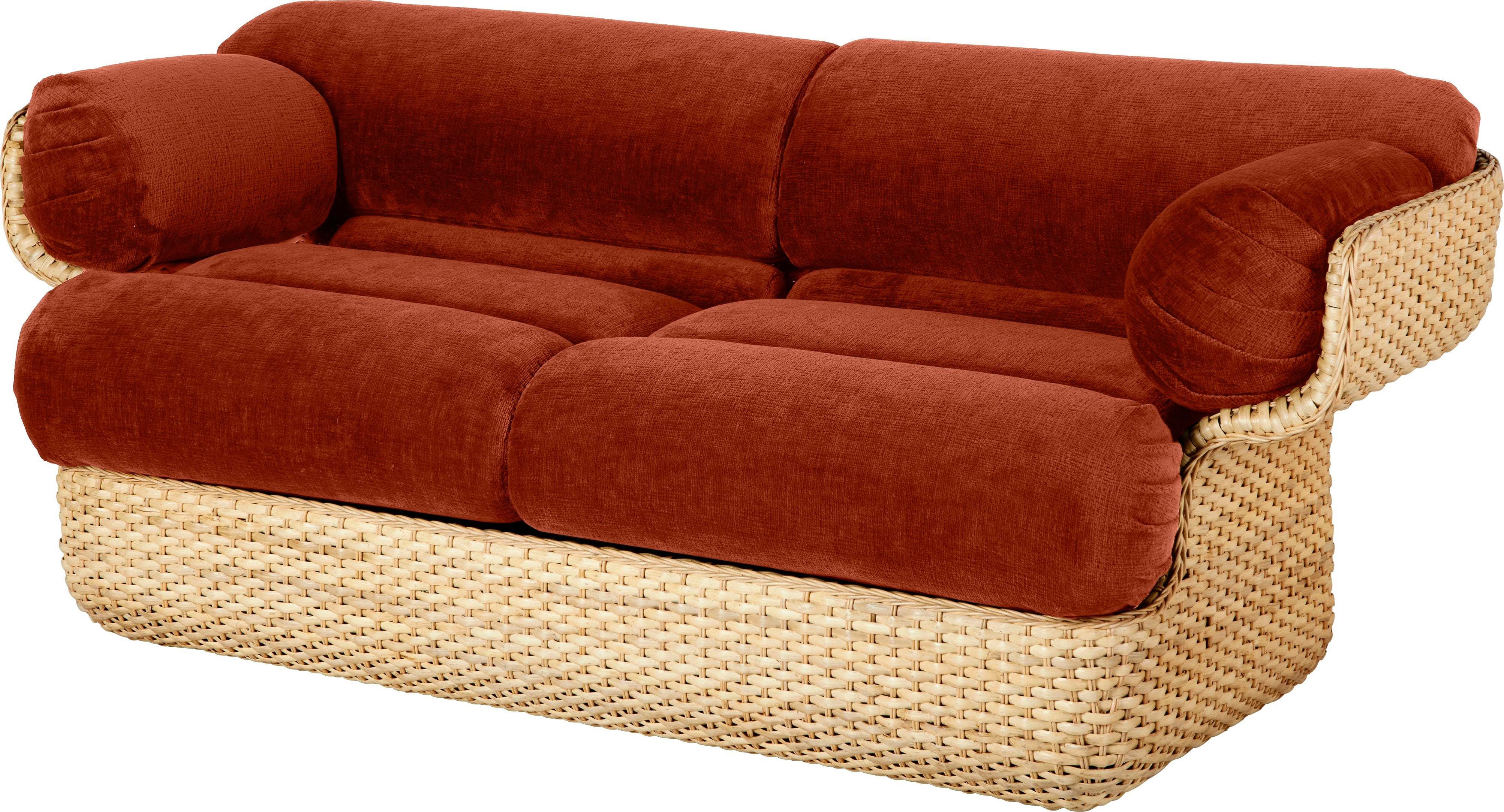 2-Sitzer-Sofa BASKET burgund mit Rattan