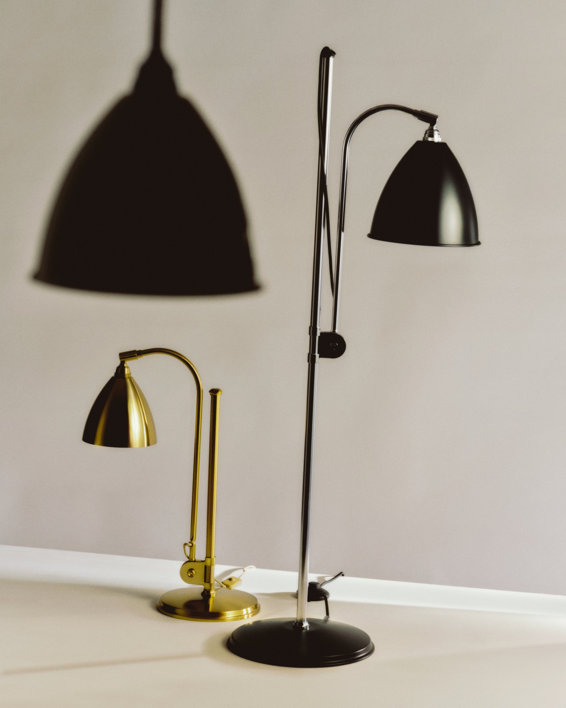 BESTLITE BL1 brass table lamp with white shade