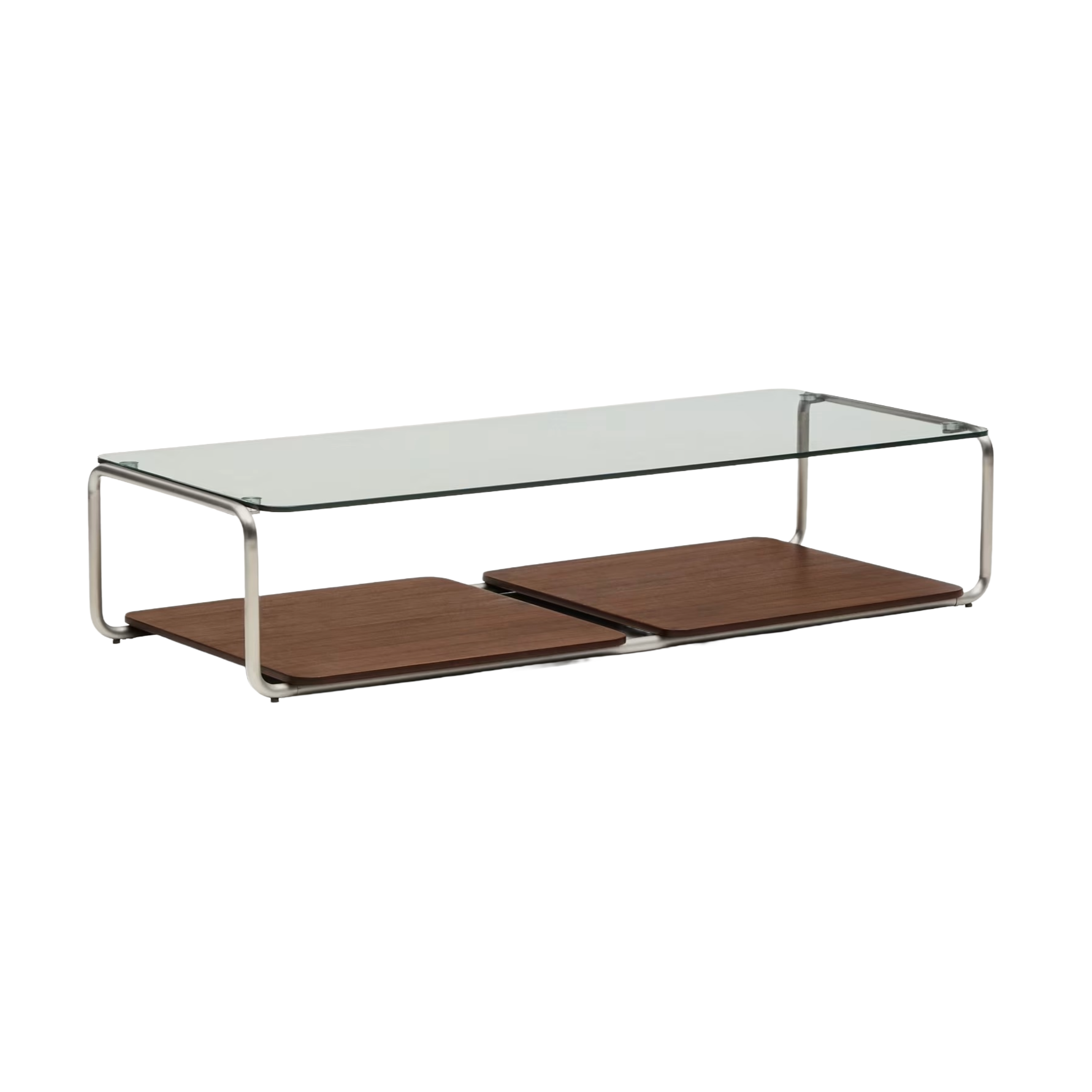 Couchtisch TARSEL dunkelbraun Nussbaumfurnier mit Stahlbasis