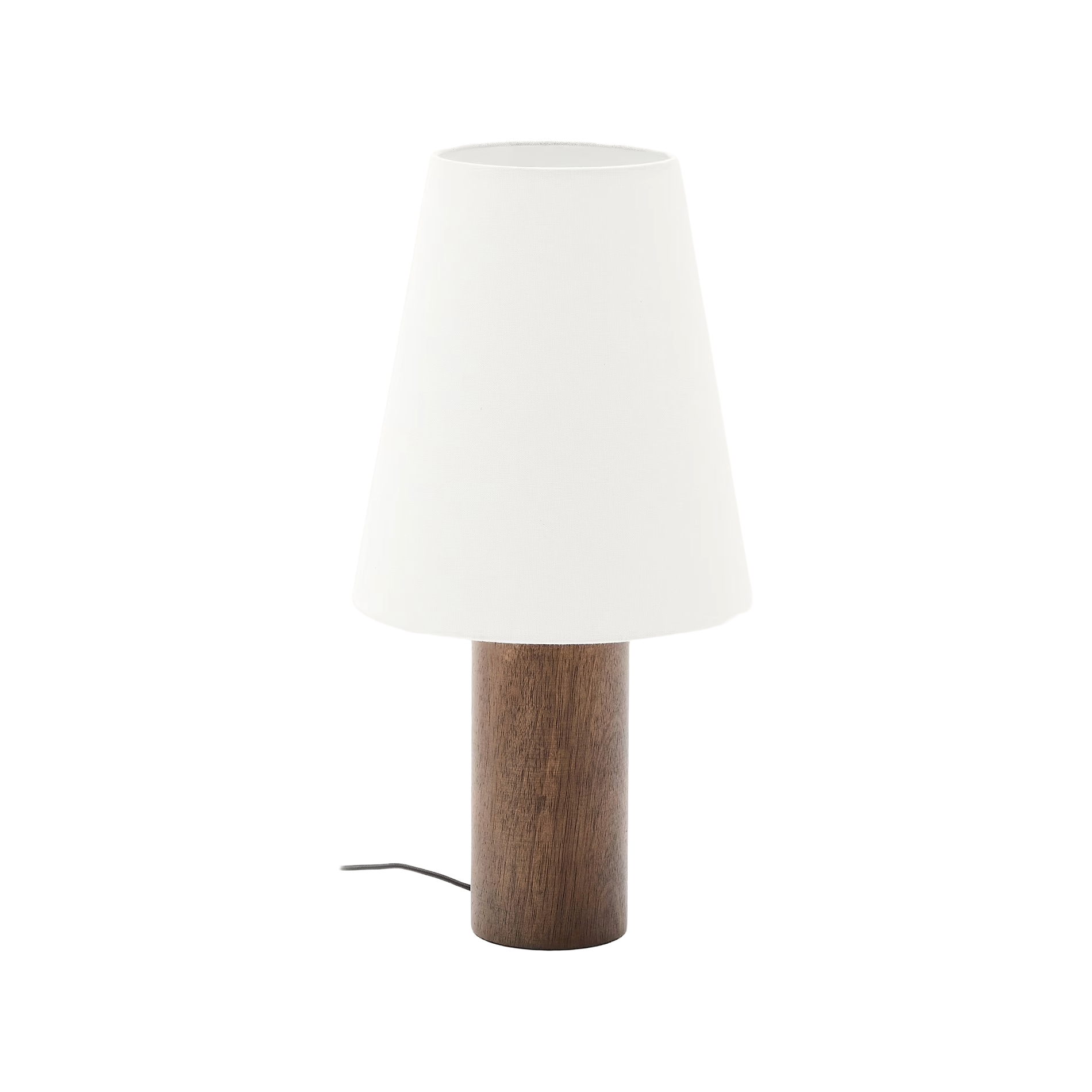 Lampa stołowa MARGA ciemne drewno kauczukowe z białym kloszem