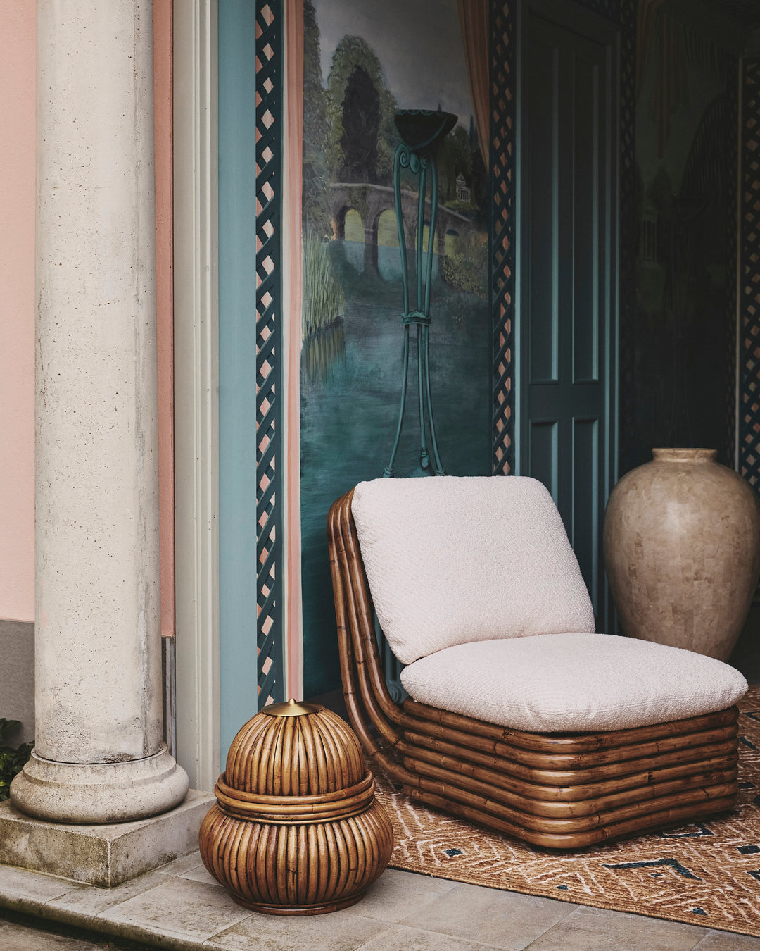 Outdoor floor lamp BOHEMIAN rattan