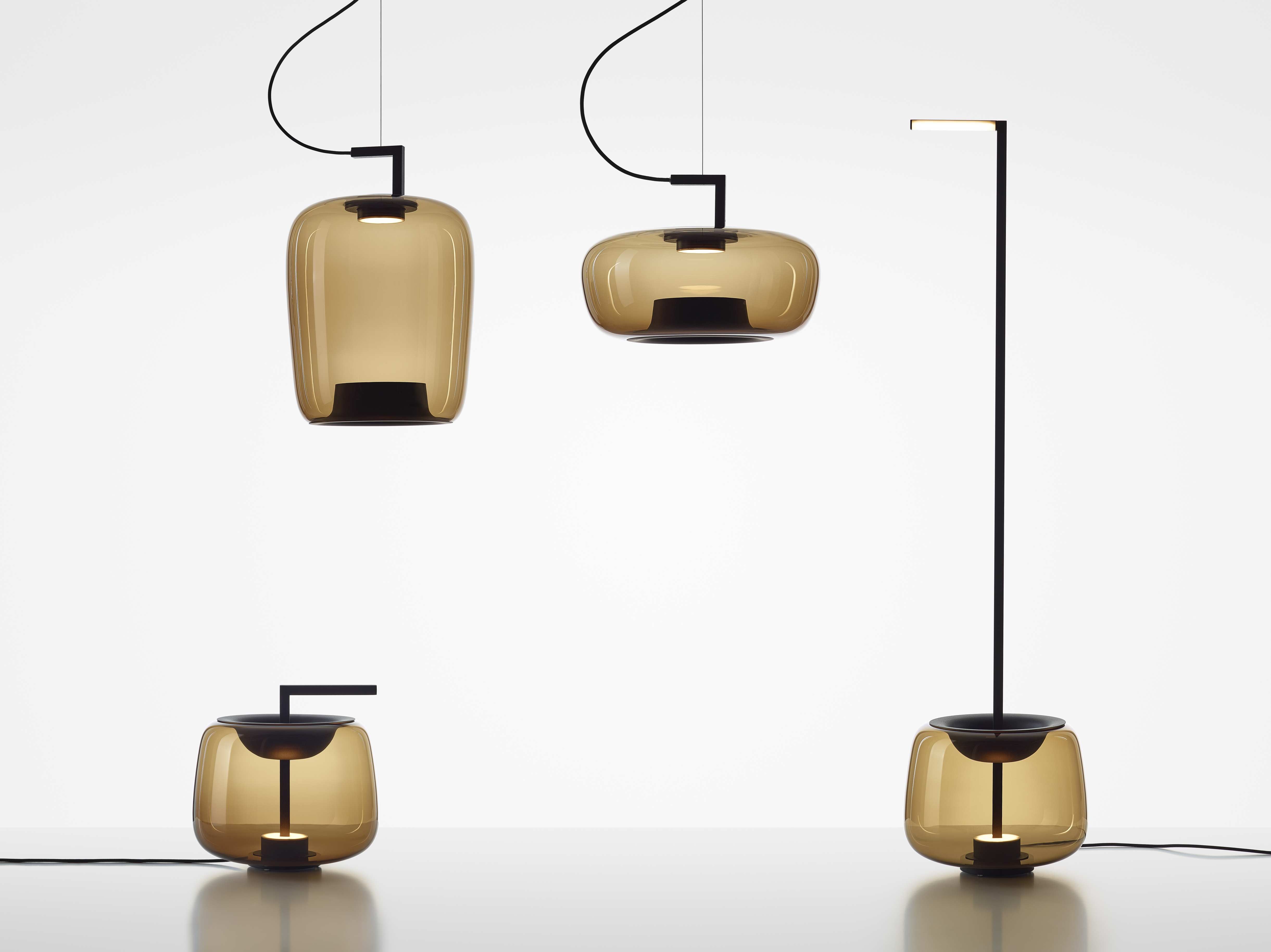 Double table lamp shiny glass